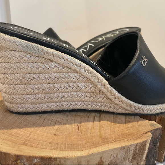 Calvin Klein Black Woven Platform Wedges - Picture 5 of 7